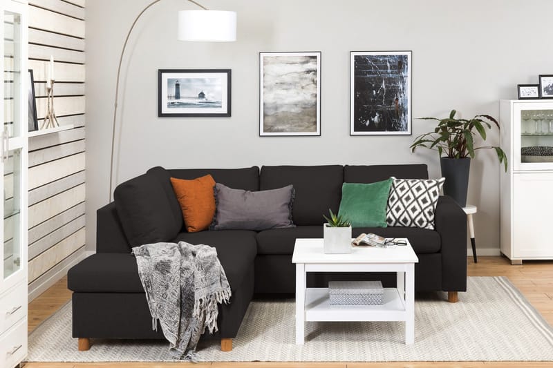 Crazy 3-istuttava Vasenkätinen L-muotoinen Divaanisohva Kankaalla - Antrasiitti - Huonekalut - Sohva - Divaanisohva - 2 istuttava sohva divaanilla