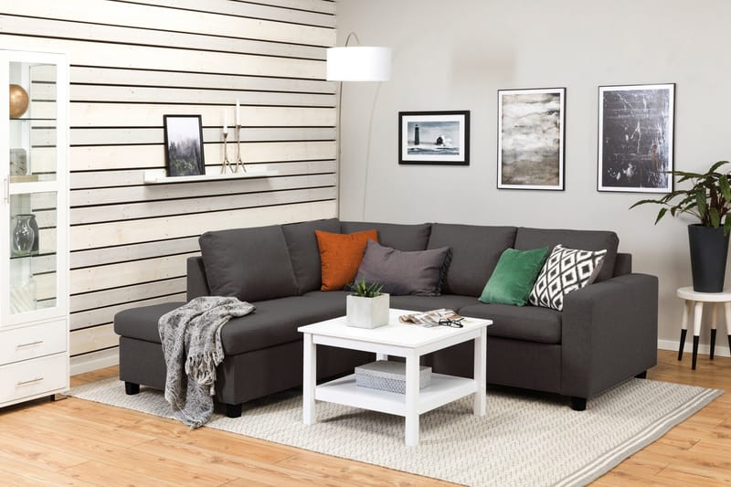 Crazy 3-istuttava Vasenkätinen L-muotoinen Divaanisohva Kankaalla - Tummanharmaa - Huonekalut - Sohva - Divaanisohva - 2 istuttava sohva divaanilla