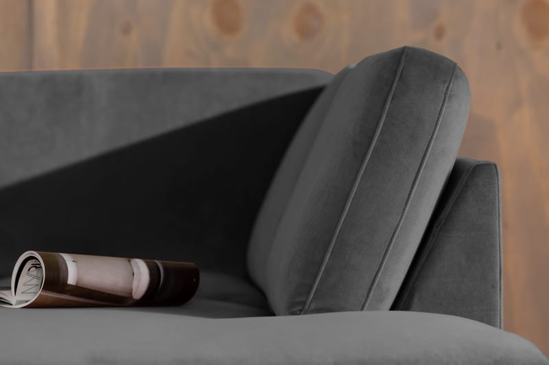 Samettisohva Elion 2,5:n ist avopäädyllä Oikea - Vaaleanharmaa - Huonekalut - Sohva - Divaanisohva - 2 istuttava sohva divaanilla