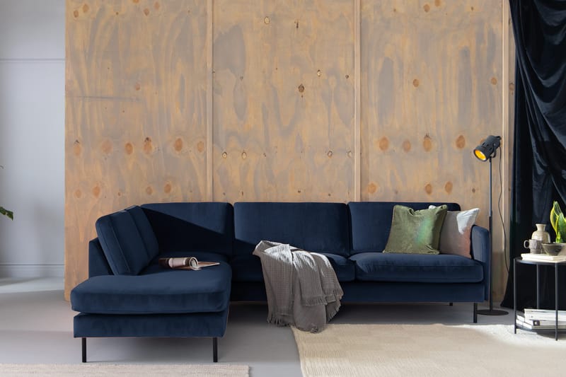 Samettisohva Elion 2,5:n ist avopäädyllä Vasen - Sininen - Huonekalut - Sohva - Divaanisohva - 2 istuttava sohva divaanilla