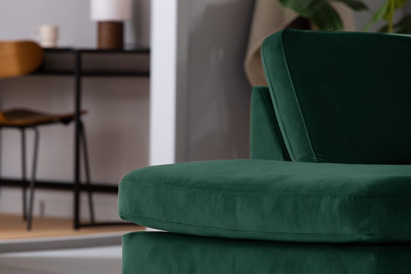 Samettisohva Elion 2,5:n ist avopäädyllä Vasen - Vihreä - Huonekalut - Sohva - Divaanisohva - 2 istuttava sohva divaanilla