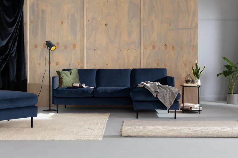 Samettisohva Elion 2:n ist divaanilla Oikea - Sininen - Huonekalut - Sohva - Divaanisohva - 2 istuttava sohva divaanilla