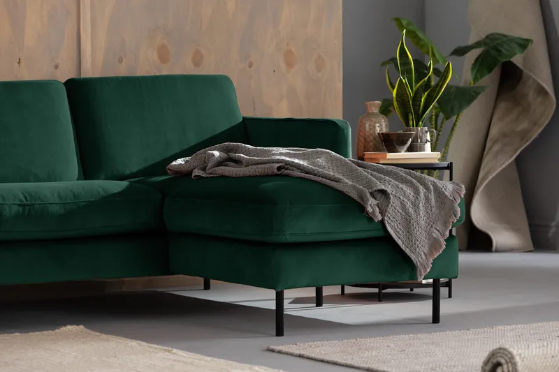 Samettisohva Elion 2:n ist divaanilla Oikea - Vihreä - Huonekalut - Sohva - Divaanisohva - 2 istuttava sohva divaanilla