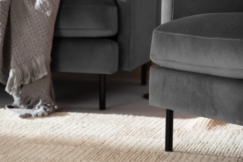 Samettisohva Elion 2:n ist divaanilla Vasen - Vaaleanharmaa - Huonekalut - Sohva - Divaanisohva - 2 istuttava sohva divaanilla