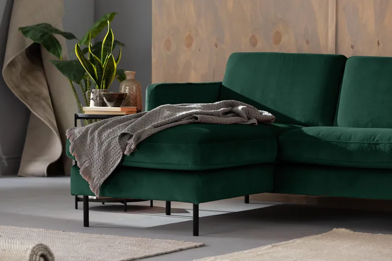 Samettisohva Elion 2:n ist divaanilla Vasen - Vihreä - Huonekalut - Sohva - Divaanisohva - 2 istuttava sohva divaanilla