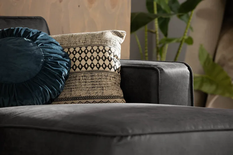 Sohva Minou 2:n ist divaanilla Oikea Sekoitenahka - Tummanharmaa - Huonekalut - Sohva - Divaanisohva - 2 istuttava sohva divaanilla