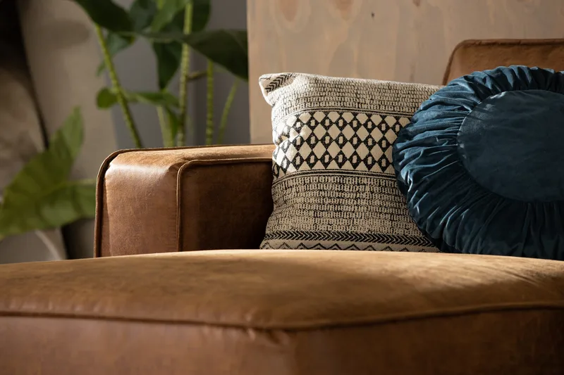 Sohva Minou 2:n ist divaanilla Vasen Sekoitenahka - Ruskea - Huonekalut - Sohva - Divaanisohva - 2 istuttava sohva divaanilla