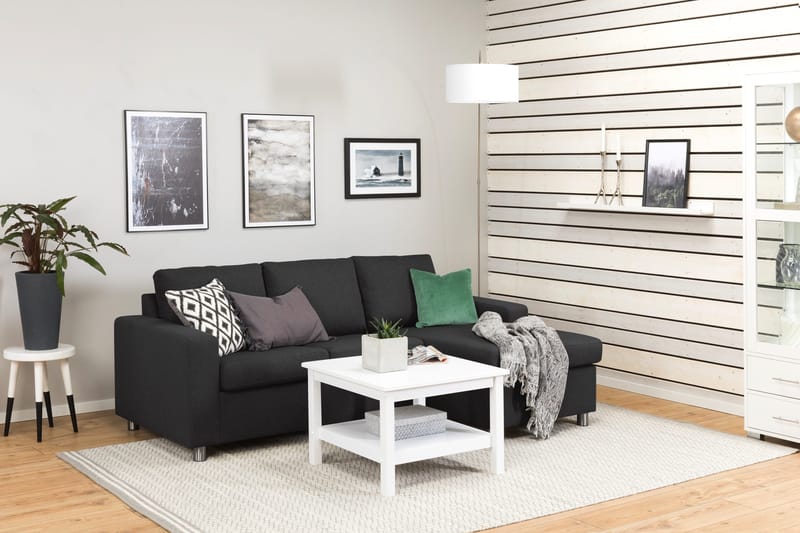 Crazy 3-istuttava Käännettävä L-muotoinen Divaanisohva Kankaalla - Antrasiitti - Huonekalut - Sohva - Divaanisohva - 3 istuttava sohva divaanilla