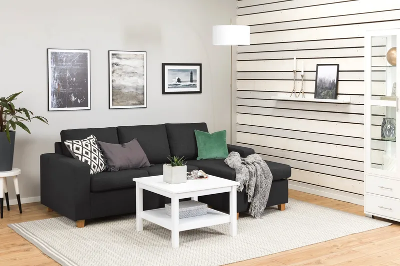 Crazy 3-istuttava Käännettävä L-muotoinen Divaanisohva Kankaalla - Antrasiitti - Huonekalut - Sohva - Divaanisohva - 3 istuttava sohva divaanilla