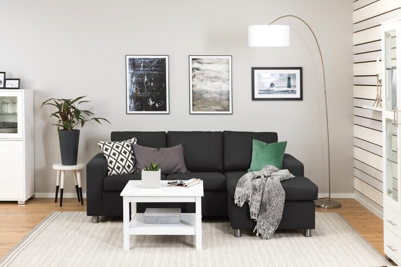 Crazy 3-istuttava Käännettävä L-muotoinen Divaanisohva Kankaalla - Antrasiitti - Huonekalut - Sohva - Divaanisohva - 3 istuttava sohva divaanilla