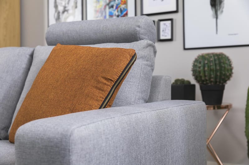 Crazy 3-istuttava Käännettävä L-muotoinen Divaanisohva Kankaalla - Harmaa - Huonekalut - Sohva - Divaanisohva - 3 istuttava sohva divaanilla