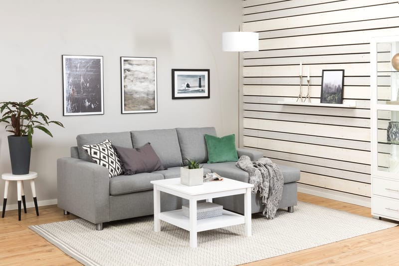 Crazy 3-istuttava Käännettävä L-muotoinen Divaanisohva Kankaalla - Harmaa - Huonekalut - Sohva - Divaanisohva - 3 istuttava sohva divaanilla