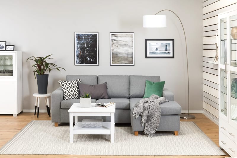 Crazy 3-istuttava Käännettävä L-muotoinen Divaanisohva Kankaalla - Harmaa - Huonekalut - Sohva - Divaanisohva - 3 istuttava sohva divaanilla