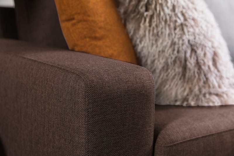 Crazy 3-istuttava Käännettävä L-muotoinen Divaanisohva Kankaalla - Ruskea - Huonekalut - Sohva - Divaanisohva - 3 istuttava sohva divaanilla