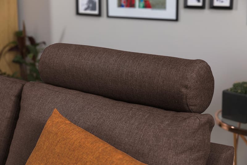 Crazy 3-istuttava Käännettävä L-muotoinen Divaanisohva Kankaalla - Ruskea - Huonekalut - Sohva - Divaanisohva - 3 istuttava sohva divaanilla