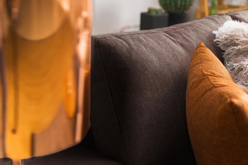 Crazy 3-istuttava Käännettävä L-muotoinen Divaanisohva Kankaalla - Ruskea - Huonekalut - Sohva - Divaanisohva - 3 istuttava sohva divaanilla