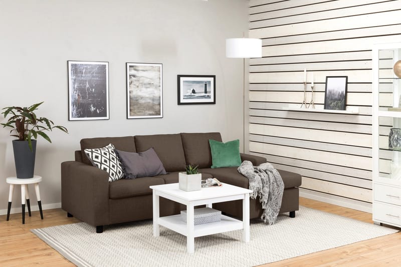 Crazy 3-istuttava Käännettävä L-muotoinen Divaanisohva Kankaalla - Ruskea - Huonekalut - Sohva - Divaanisohva - 3 istuttava sohva divaanilla