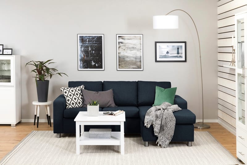 Crazy 3-istuttava Käännettävä L-muotoinen Divaanisohva Kankaalla - Sininen - Huonekalut - Sohva - Divaanisohva - 3 istuttava sohva divaanilla