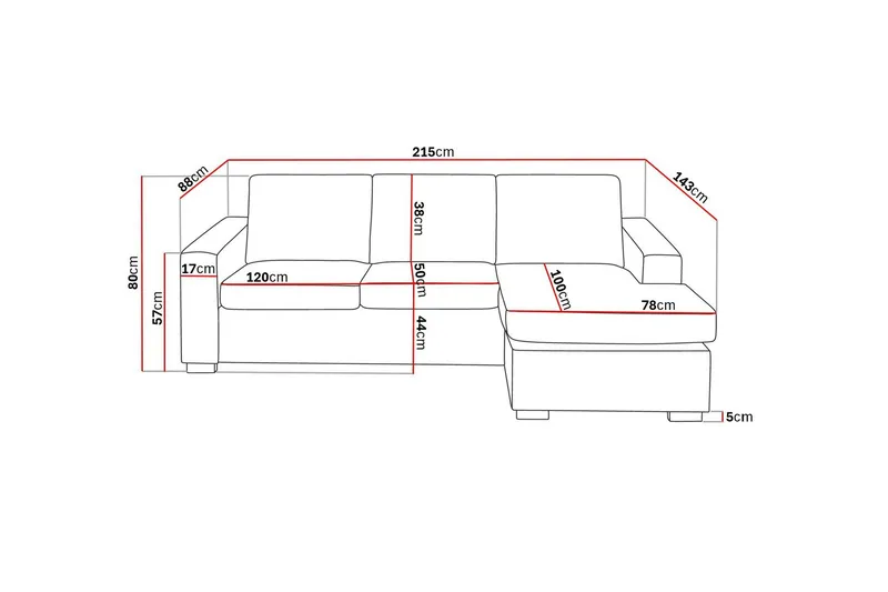 Crazy 3-istuttava Käännettävä L-muotoinen Divaanisohva Kankaalla - Sininen - Huonekalut - Sohva - Divaanisohva - 3 istuttava sohva divaanilla