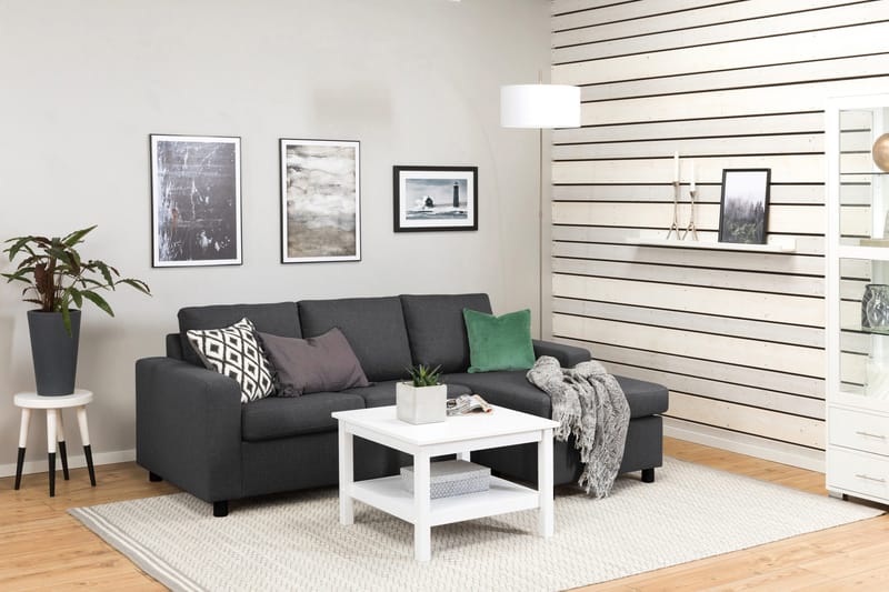 Crazy 3-istuttava Käännettävä L-muotoinen Divaanisohva Kankaalla - Tummanharmaa - Huonekalut - Sohva - Divaanisohva - 3 istuttava sohva divaanilla