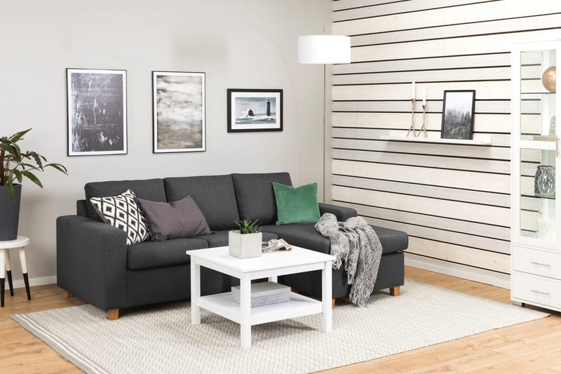 Crazy 3-istuttava Käännettävä L-muotoinen Divaanisohva Kankaalla - Tummanharmaa - Huonekalut - Sohva - Divaanisohva - 3 istuttava sohva divaanilla