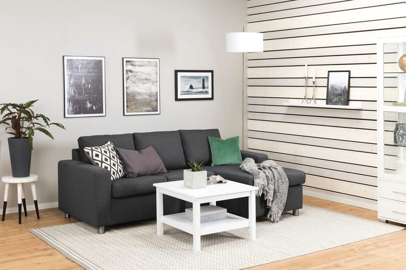 Crazy 3-istuttava Käännettävä L-muotoinen Divaanisohva Kankaalla - Tummanharmaa - Huonekalut - Sohva - Divaanisohva - 3 istuttava sohva divaanilla