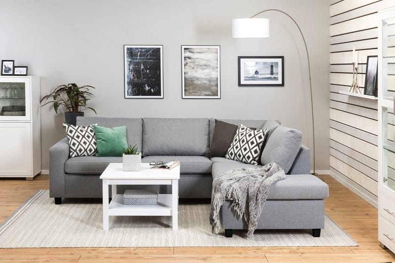 Crazy 3-istuttava Oikeakätinen L-muotoinen Divaanisohva Kankaalla - Harmaa - Huonekalut - Sohva - Divaanisohva - 3 istuttava sohva divaanilla