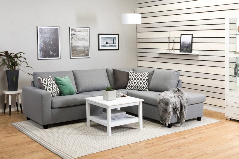 Crazy 3-istuttava Oikeakätinen L-muotoinen Divaanisohva Kankaalla - Harmaa - Huonekalut - Sohva - Divaanisohva - 3 istuttava sohva divaanilla