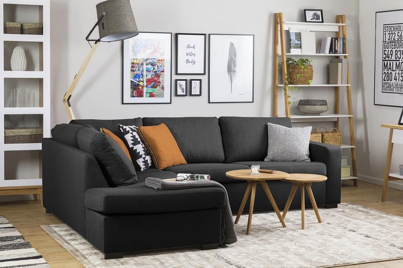 Crazy 3-istuttava Vasenkätinen L-muotoinen Divaanisohva Kankaalla - Antrasiitti - Huonekalut - Sohva - Divaanisohva - 3 istuttava sohva divaanilla