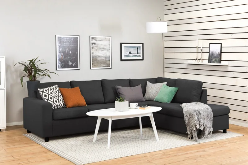 Crazy 4-istuttava Oikeakätinen L-muotoinen Divaanisohva Kankaalla - Antrasiitti - Huonekalut - Sohva - Divaanisohva - 3 istuttava sohva divaanilla