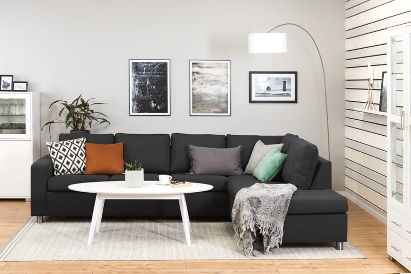 Crazy 4-istuttava Oikeakätinen L-muotoinen Divaanisohva Kankaalla - Antrasiitti - Huonekalut - Sohva - Divaanisohva - 3 istuttava sohva divaanilla