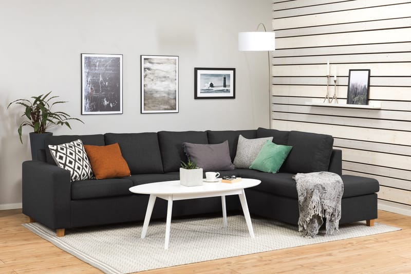 Crazy 4-istuttava Oikeakätinen L-muotoinen Divaanisohva Kankaalla - Antrasiitti - Huonekalut - Sohva - Divaanisohva - 3 istuttava sohva divaanilla