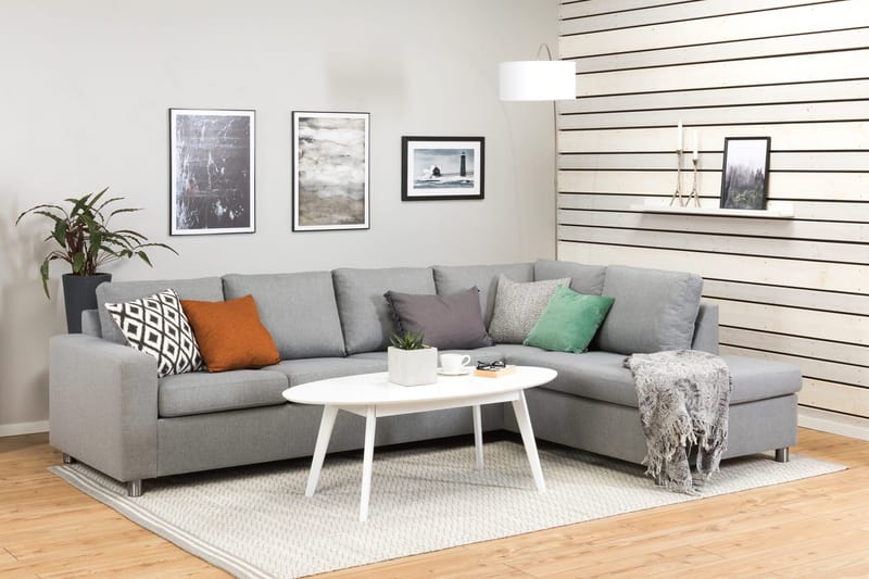 Crazy 4-istuttava Oikeakätinen L-muotoinen Divaanisohva Kankaalla - Harmaa - Huonekalut - Sohva - Divaanisohva - 3 istuttava sohva divaanilla