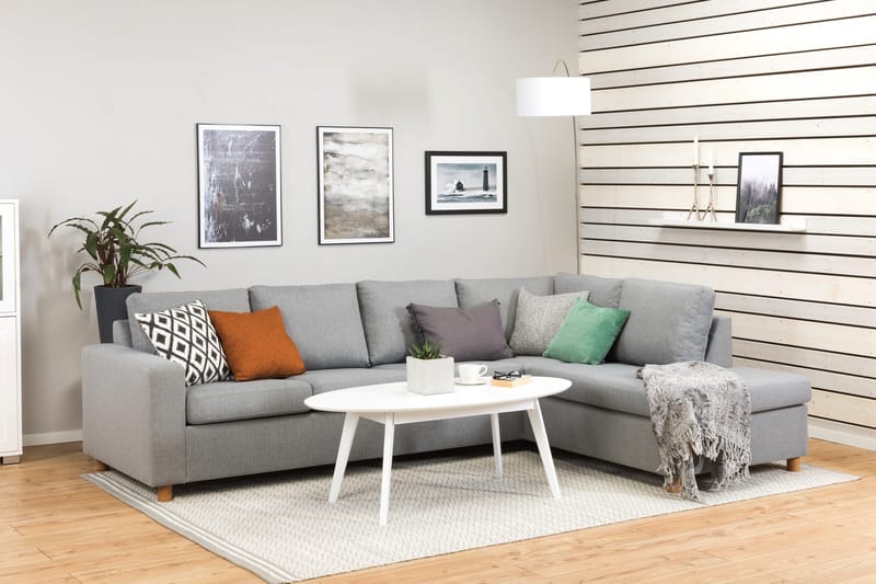 Crazy 4-istuttava Oikeakätinen L-muotoinen Divaanisohva Kankaalla - Harmaa - Huonekalut - Sohva - Divaanisohva - 3 istuttava sohva divaanilla