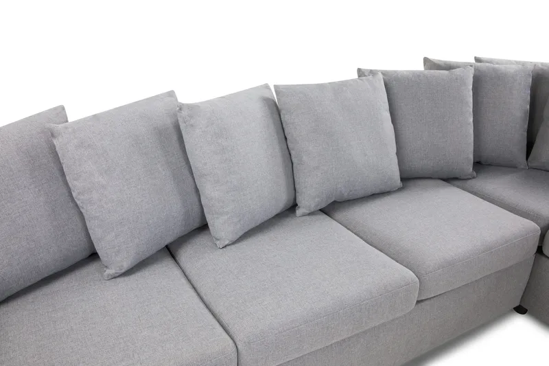 Crazy 4-istuttava Oikeakätinen L-muotoinen Schäslongsohva Kankaalla sis. Kuorityynyt - Harmaa - Huonekalut - Sohva - Divaanisohva - 4 istuttava sohva divaanilla