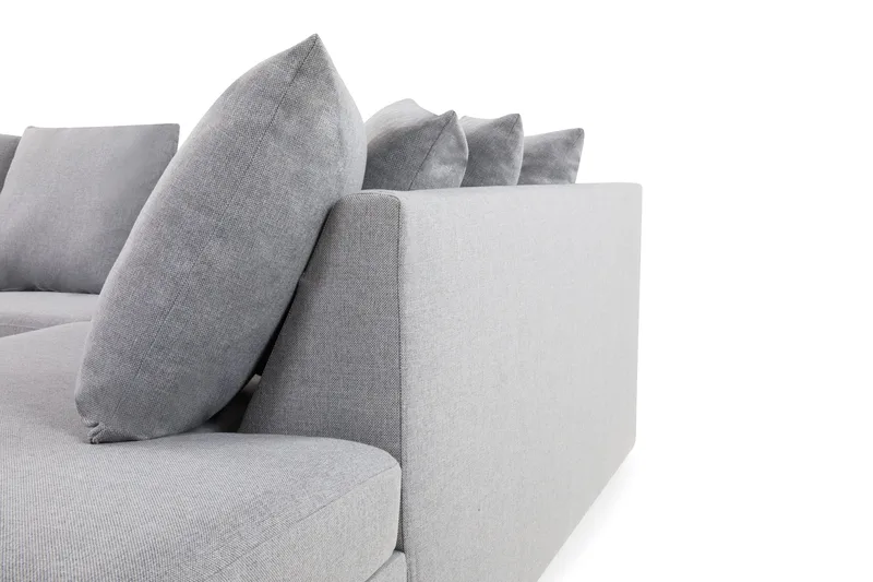 Crazy 4-istuttava Oikeakätinen L-muotoinen Schäslongsohva Kankaalla sis. Kuorityynyt - Harmaa - Huonekalut - Sohva - Divaanisohva - 4 istuttava sohva divaanilla