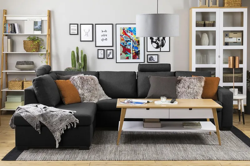 Crazy 4-istuttava Vasenkätinen L-muotoinen Divaanisohva Kankaalla - Antrasiitti - Huonekalut - Sohva - Divaanisohva - 3 istuttava sohva divaanilla