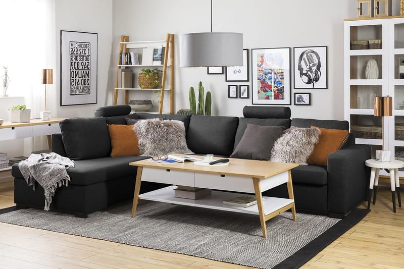 Crazy 4-istuttava Vasenkätinen L-muotoinen Divaanisohva Kankaalla - Antrasiitti - Huonekalut - Sohva - Divaanisohva - 3 istuttava sohva divaanilla