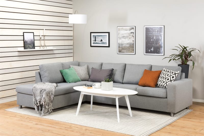 Crazy 4-istuttava Vasenkätinen L-muotoinen Divaanisohva Kankaalla - Harmaa - Huonekalut - Sohva - Divaanisohva - 3 istuttava sohva divaanilla