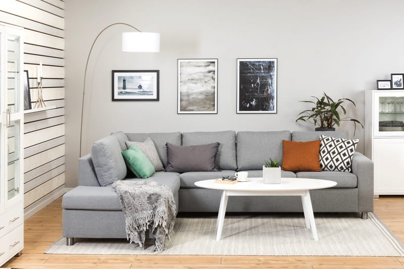 Crazy 4-istuttava Vasenkätinen L-muotoinen Divaanisohva Kankaalla - Harmaa - Huonekalut - Sohva - Divaanisohva - 3 istuttava sohva divaanilla