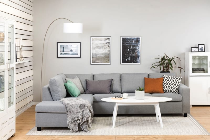 Crazy 4-istuttava Vasenkätinen L-muotoinen Divaanisohva Kankaalla - Harmaa - Huonekalut - Sohva - Divaanisohva - 3 istuttava sohva divaanilla