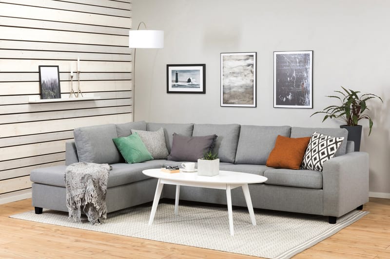 Crazy 4-istuttava Vasenkätinen L-muotoinen Divaanisohva Kankaalla - Harmaa - Huonekalut - Sohva - Divaanisohva - 3 istuttava sohva divaanilla