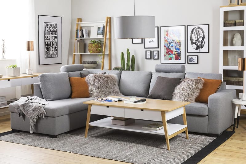 Crazy 4-istuttava Vasenkätinen L-muotoinen Divaanisohva Kankaalla - Harmaa - Huonekalut - Sohva - Divaanisohva - 3 istuttava sohva divaanilla