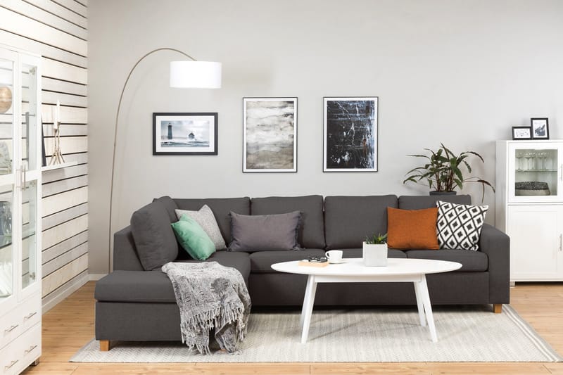 Crazy 4-istuttava Vasenkätinen L-muotoinen Divaanisohva Kankaalla - Tummanharmaa - Huonekalut - Sohva - Divaanisohva - 3 istuttava sohva divaanilla