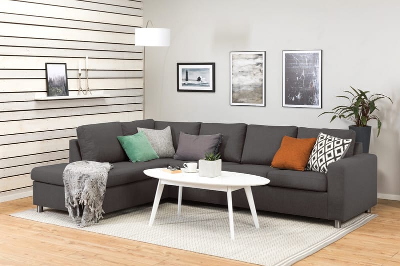 Crazy 4-istuttava Vasenkätinen L-muotoinen Divaanisohva Kankaalla - Tummanharmaa - Huonekalut - Sohva - Divaanisohva - 3 istuttava sohva divaanilla