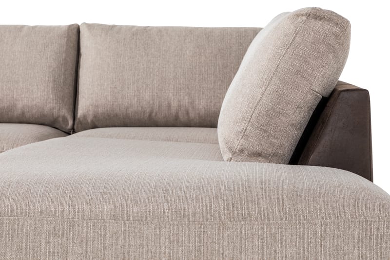 Cuba 4-istuttava Oikeakätinen L-muotoinen Schäslongsohva Keinonahka/Kangas - Ruskea / Beige - Huonekalut - Sohva - Divaanisohva