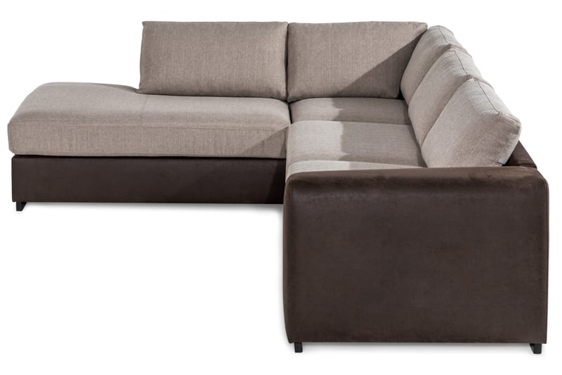 Cuba 4-istuttava Vasenkätinen L-muotoinen Schäslongsohva Keinonahka/Kangas - Ruskea / Beige - Huonekalut - Sohva - Divaanisohva