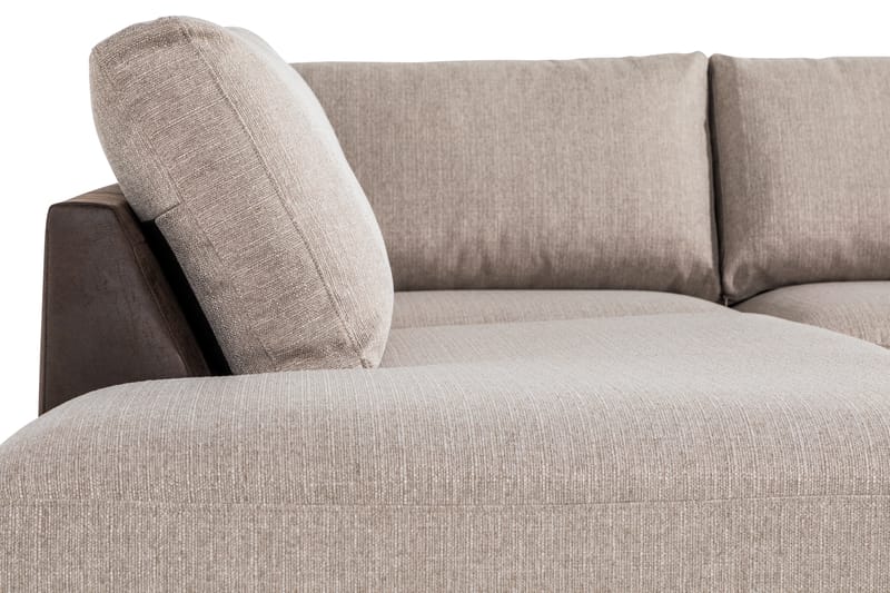 Cuba 4-istuttava Vasenkätinen L-muotoinen Schäslongsohva Keinonahka/Kangas - Ruskea / Beige - Huonekalut - Sohva - Divaanisohva