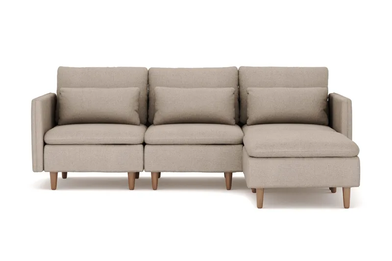 Lovis 3-istuttava kangassohva käännettävällä divaanilla, Beige