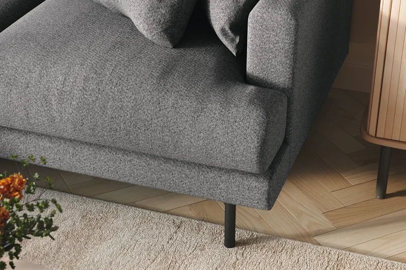 Menard 4-istuttava Vasenkätinen L-muotoinen Divaanisohva Kankaalla - Tummanharmaa - Huonekalut - Sohva - Divaanisohva - 4 istuttava sohva divaanilla